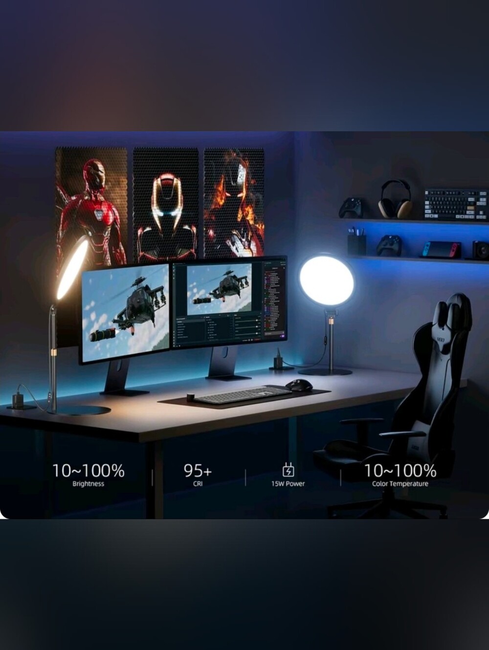 Weilisi 10.5" Ring Light with Stand, Full-Screen Selfie Ring Light for Desk NEW!